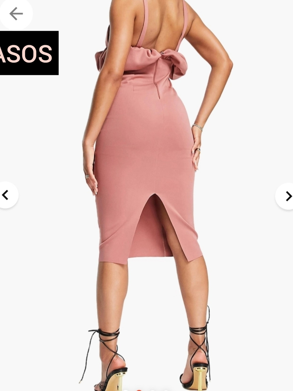 ASOS Mauve Ruffle Bust Midi Bodycon Dress - Picture 3 of 7